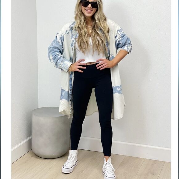 𝅺womens Oversized Denim Jacket Dress Beautiful Bleaching and Super Cute Wear - Picture 10 of 11